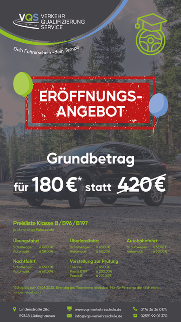 Eröffnungsangebot VQS Verkehrsschule